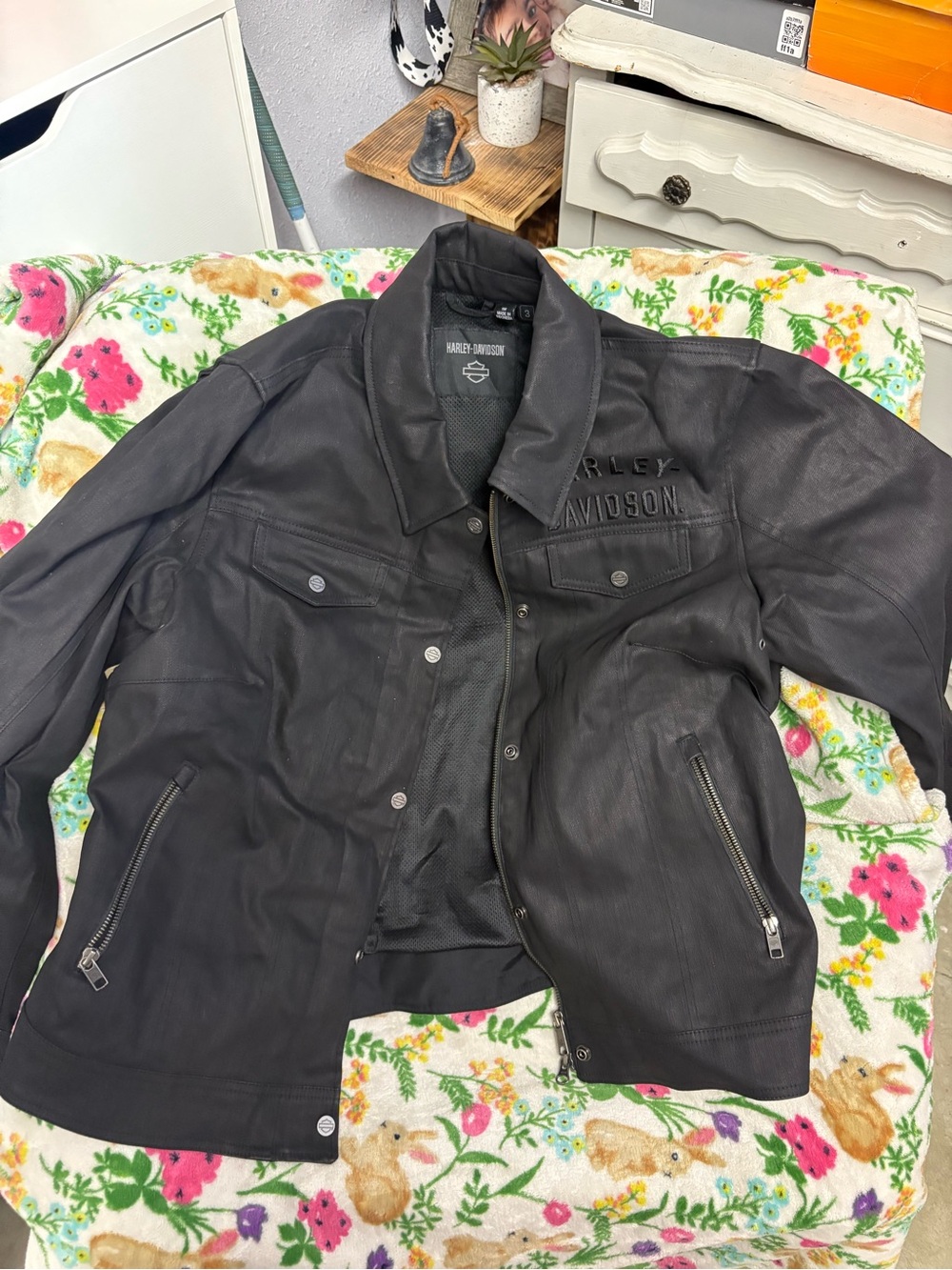 Harley-Davidson Black Men's Leather Bomber Jacket